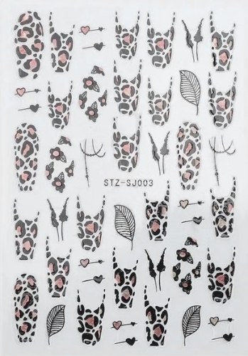 Nagelsticker - Aufkleber selbstklebend - Nail Sticker - Schwarz Rosegold Metallic Leo Muster